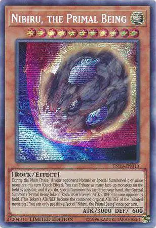 YuGiOh 2019 Gold Sarcophagus Tin Prismatic Secret Rare Nibiru, the Primal Being TN19-EN013