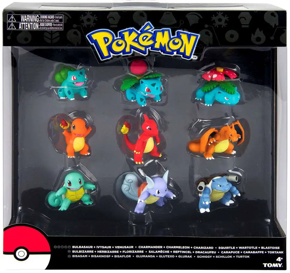 Pokemon Evolution Bulbasaur, Charmander Squirtle Figure 9-Pack