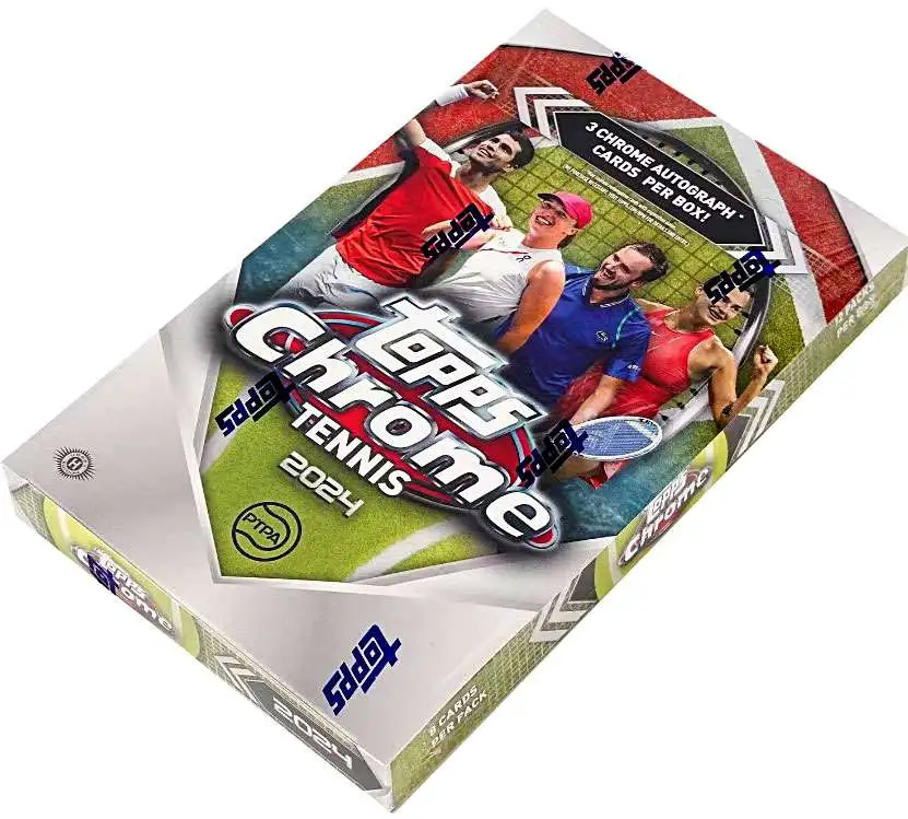 PTPA Topps 2024 Chrome Tennis Trading Card HOBBY Box [12 Packs, 3 Autographs]