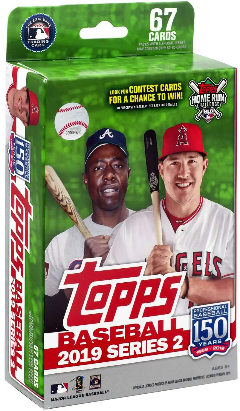 MLB Topps 2019 Series 2 Baseball Trading Card HANGER Box 67 Cards - ToyWiz