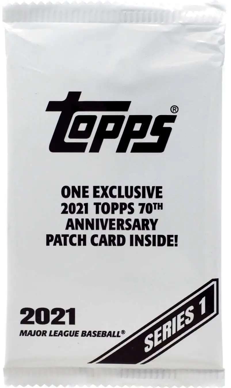 MLB Topps 2021 Series 1 Baseball One Exclusive 70th Anniversary Patch Card Trading Card Pack