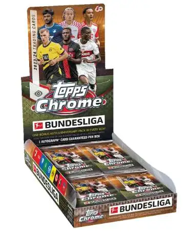 UEFA 2023-24 Topps Chrome Bundesliga Trading Card HOBBY Box [20 Packs, 4 Cards Per Pack, 1 Autograph]