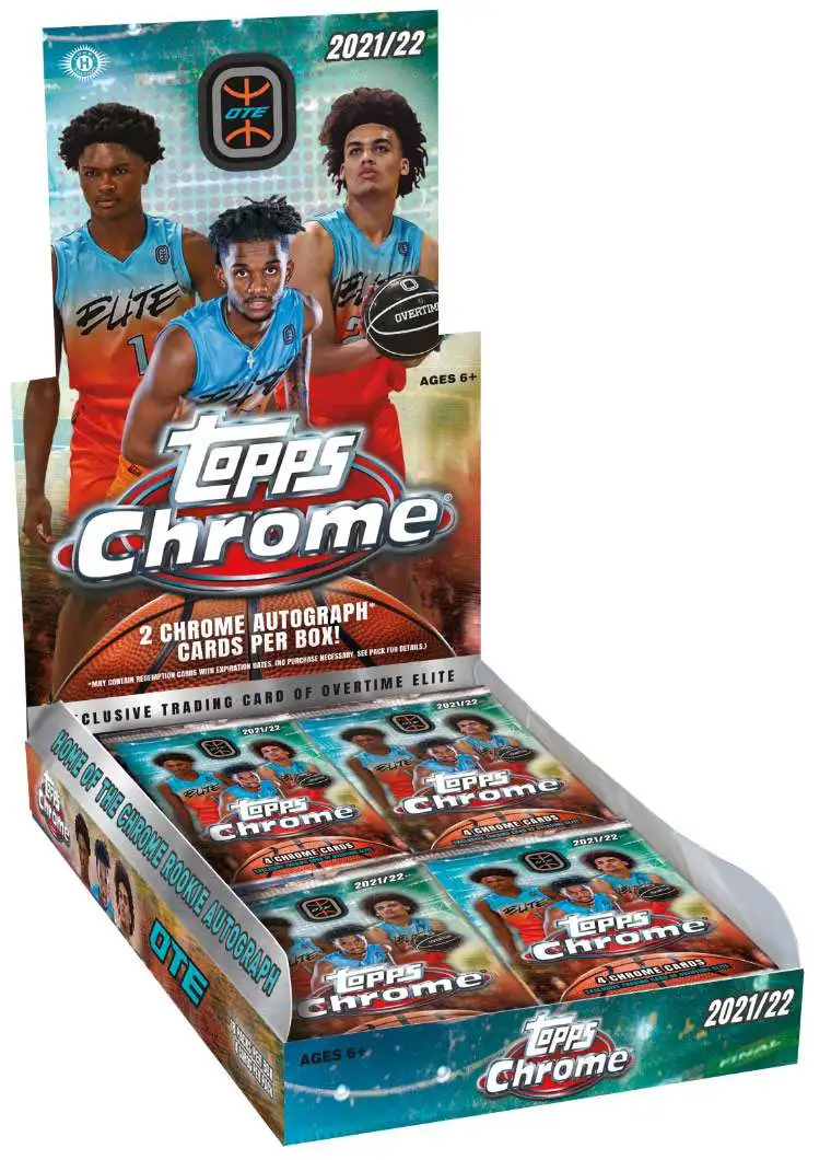 OTE Topps 2021-22 Chrome Basketball Trading Card HOBBY Box [18 Packs, 2 Autographs]