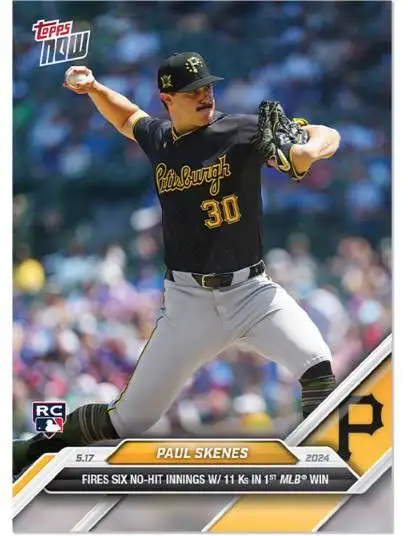 MLB Pittsburgh Pirates 2024 NOW Baseball Paul Skenes #201 [Rookie, Fires 6 No-Hit Innings with 11 K's in 1st MLB Win]