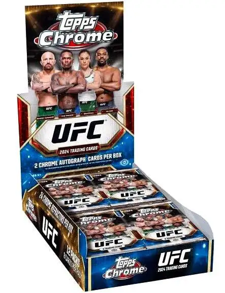 UFC Ultimate Fighting Championship 2024 Chrome Trading Card HOBBY Box [12 Packs, 2 Autographs!]