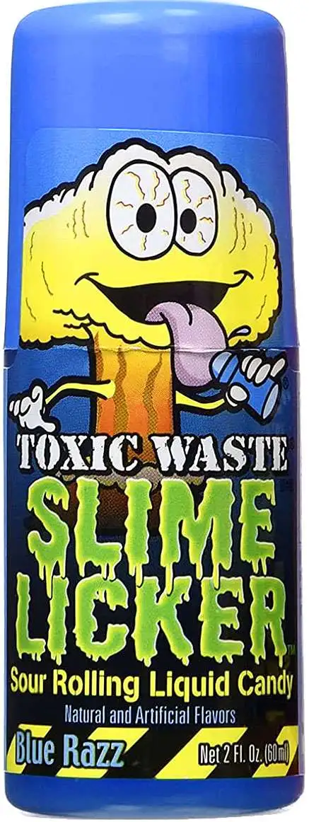 TOXIC WASTE Slime Licker Sour Rolling Liquid Candy 12-Count Display Box  with Strawberry Blue Razz