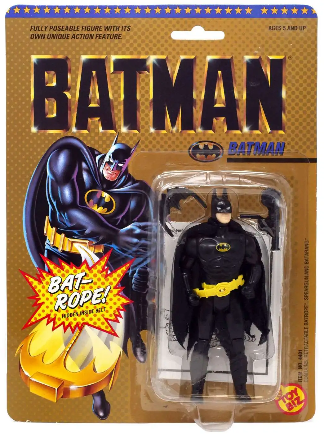 Batman 1989 Movie Batman Action Figure with Bat-Rope Toy Biz - ToyWiz