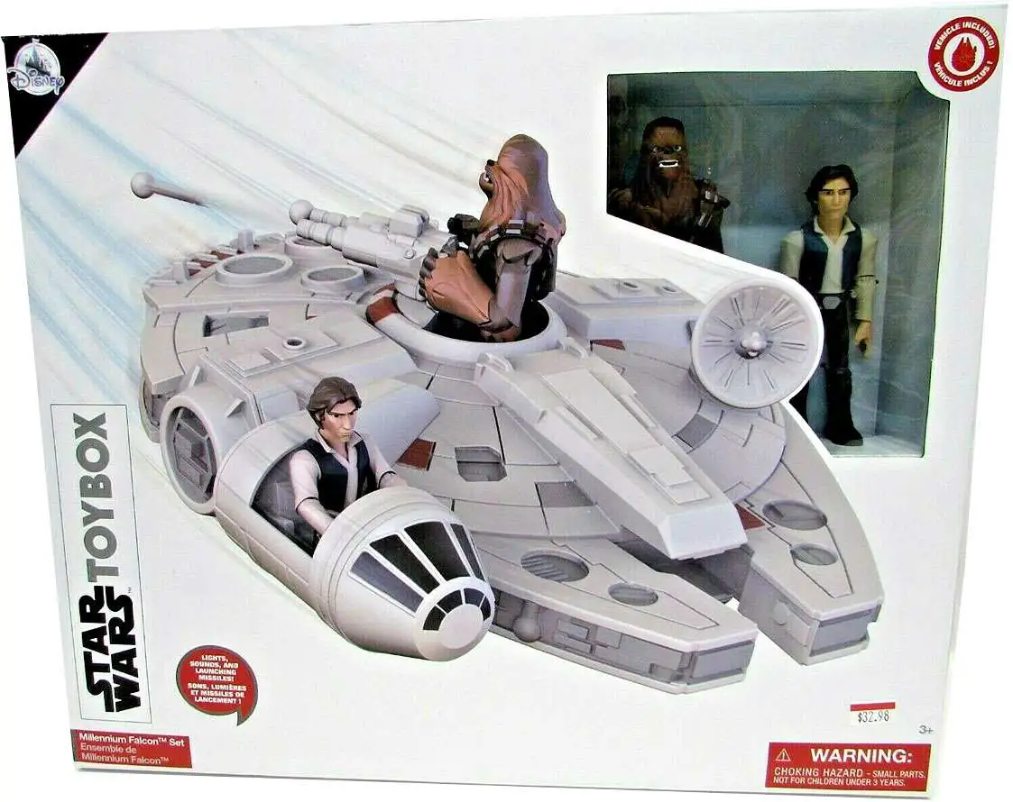Disney Store Star Wars ToyBox Millennium Falcon Han Solo Chewbacca Set NEW 