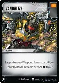 Transformers Trading Card Game Rise of the Combiners Uncommon Vandalize #080