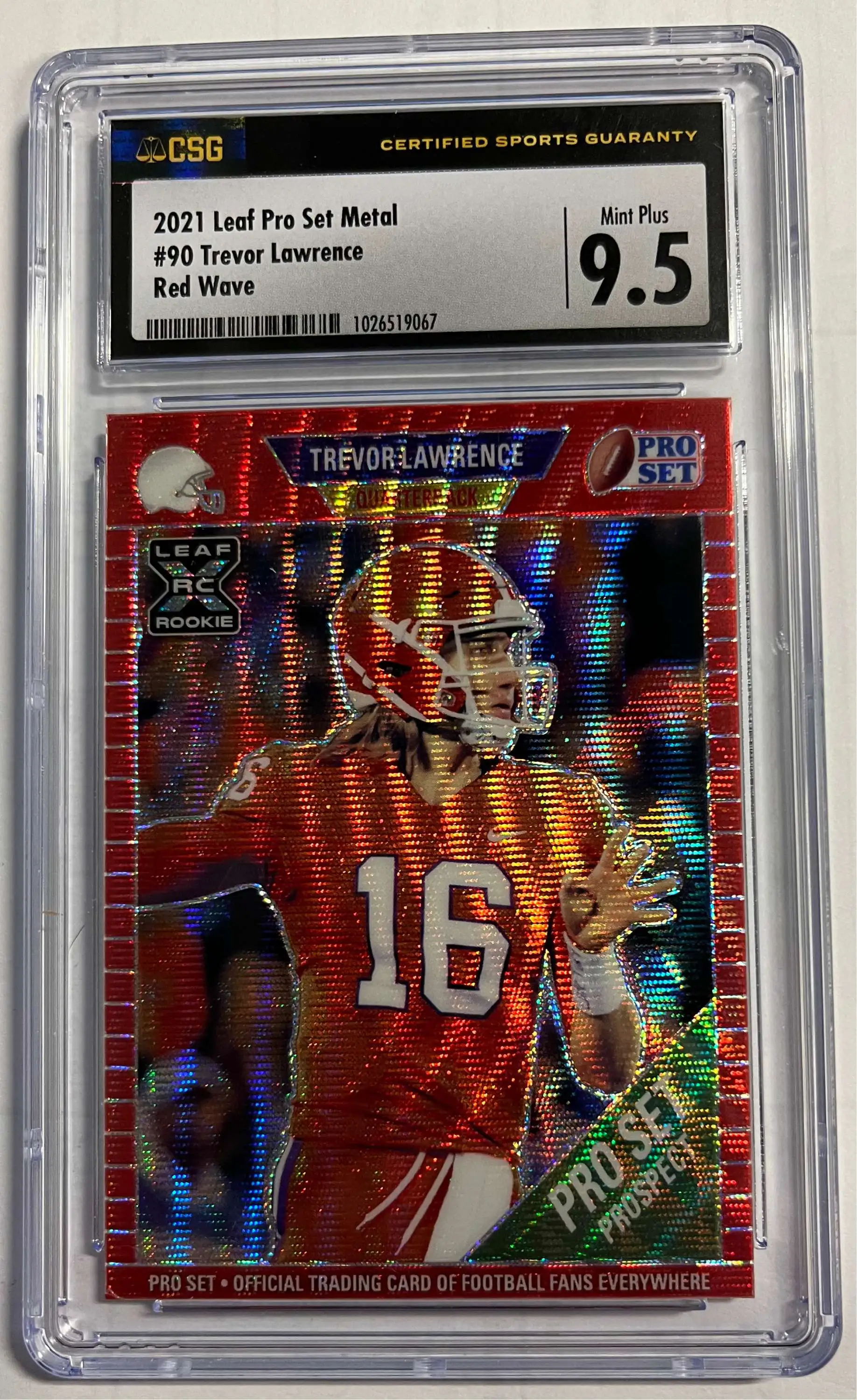 NFL 2021 Leaf Pro Set Trevor Lawrence 41/60 Trading Card [Red Wave] [CSG 9.5]