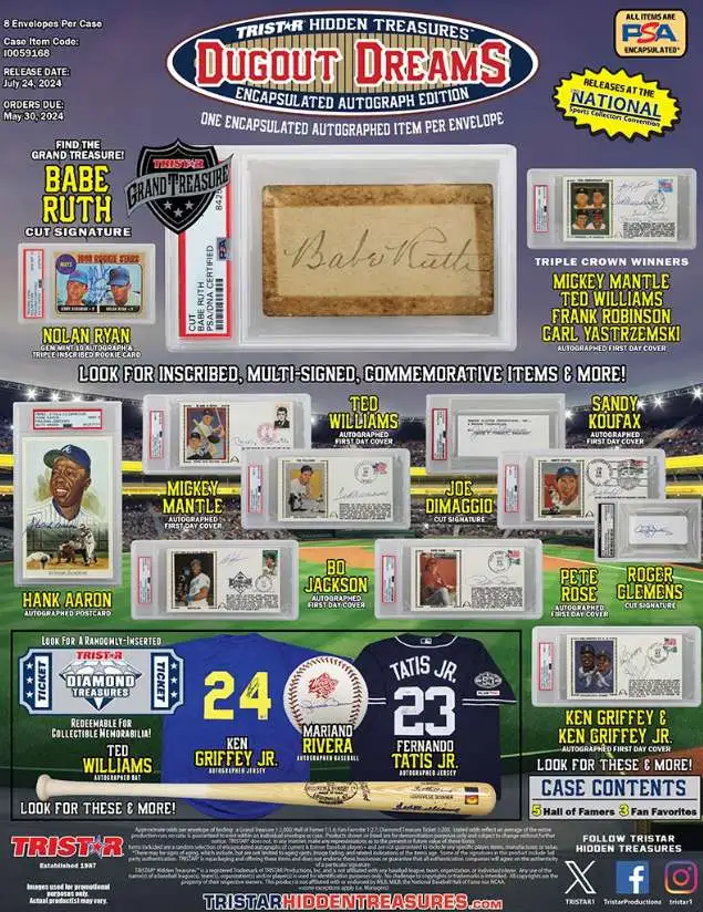 MLB 2024 DugOut TriStar Hidden Treasures HOBBY Box [1 Autographed Baseball of Current or Retired Yankee!] (Pre-Order ships January)