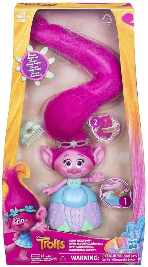 3 pic Trolls POPPY Hair with Flair Figure NEW 