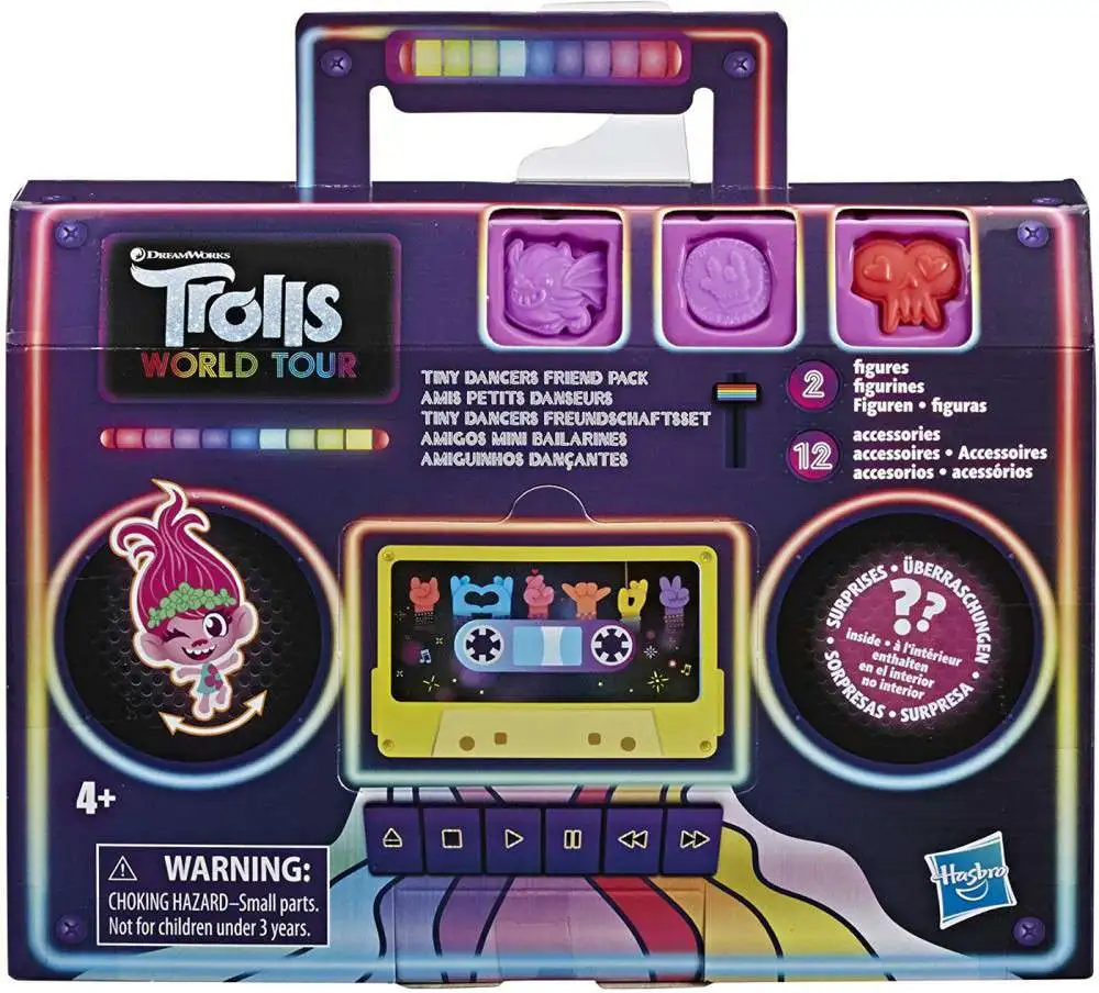 Trolls World Tour Tiny Dancers 6 PC Set Branch Purple Hair Troll Hasbro for sale online 