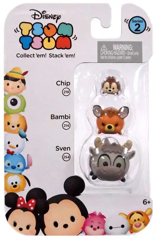 Disney Tsum Tsum 3-pack Figures 254 Sven 214 Bambi 219 Chip Series 2 for sale online 