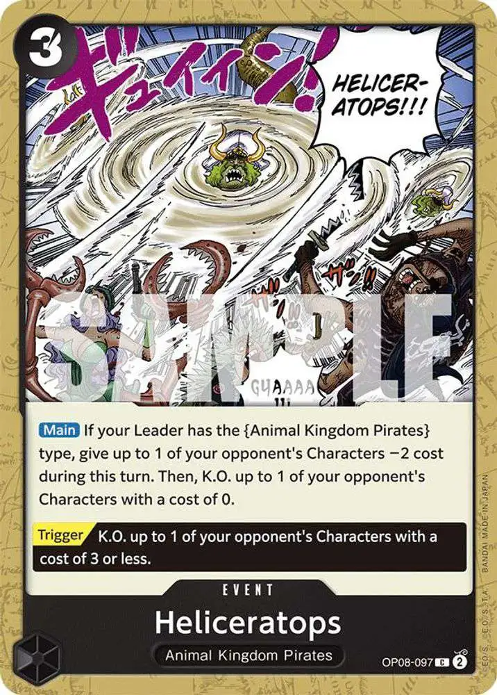 One Piece Trading Card Game Two Legends Common Heliceratops OP08-097