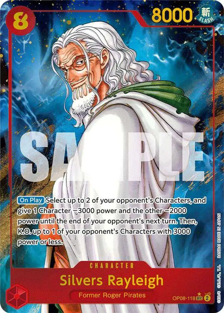One Piece Trading Card Game Two Legends Secret Rare Silvers Rayleigh OP08-118 [Parallel]