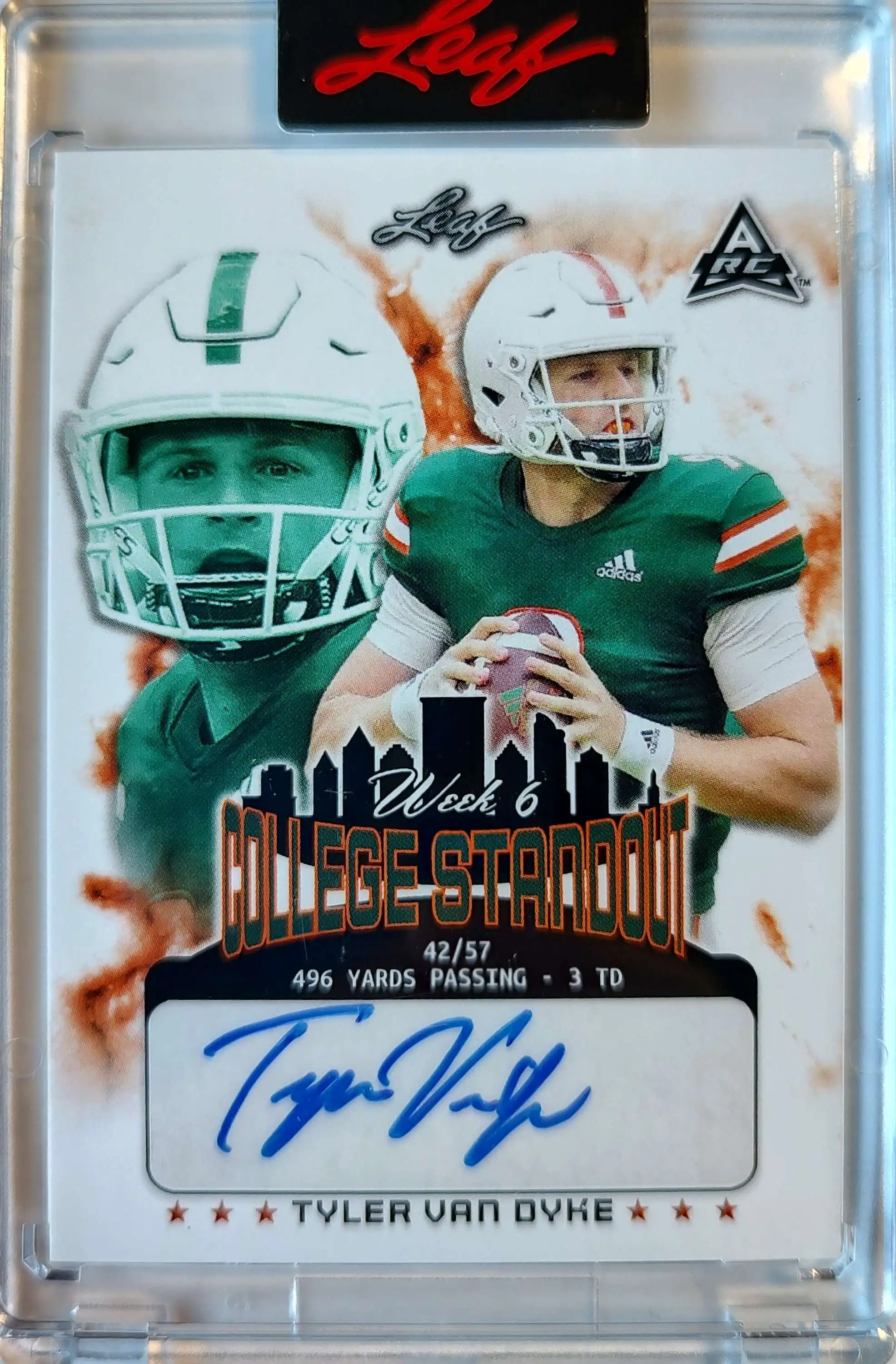 NFL Leaf 2022 Week 6 College Standout /134 Tyler Van Dyke CS-TVD [Auto Rookie]