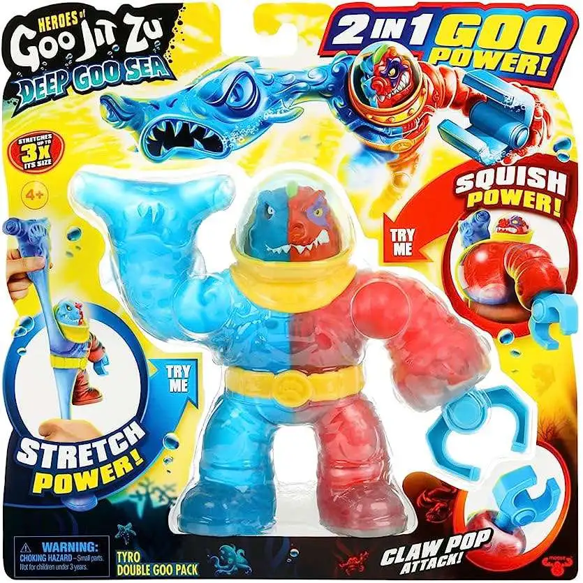 Heroes of Goo Jit Zu Deep Goo Sea Tyro Action Figure [Double Goo Pack, 2 in 1 Goo Power & Claw Pop Attack Weapon]