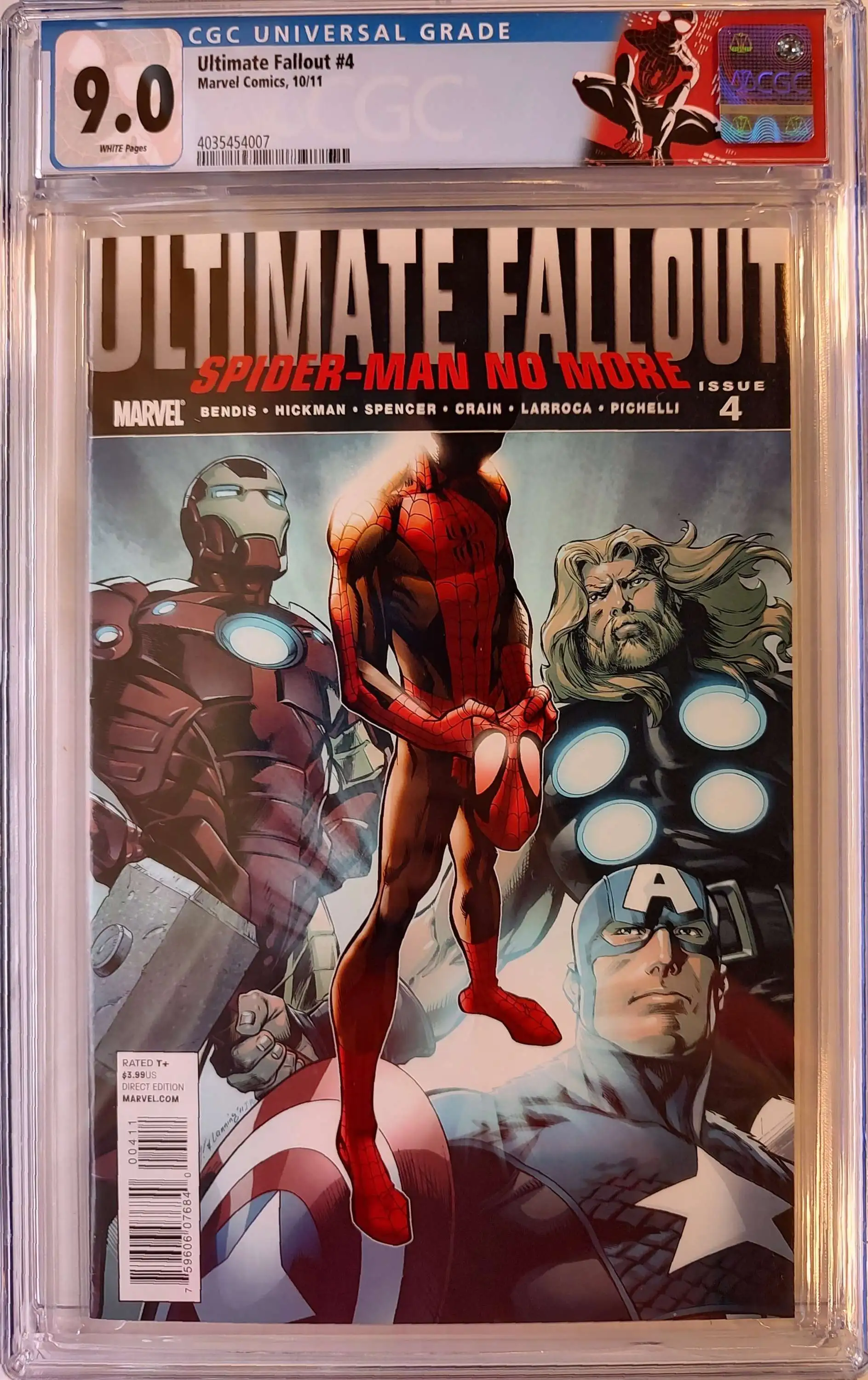 Marvel Comics Ultimate Fallout #4 CGC 9.0 Graded Comic Book [Bagley & Lanning Cover, 1st Appearance of Miles Morales]