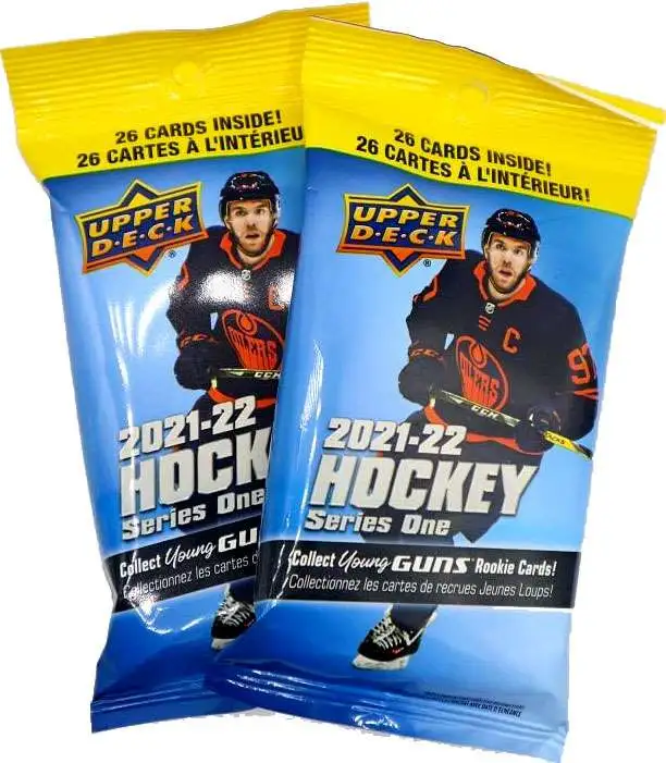 NHL Upper Deck 2021-22 Series One Hockey LOT of 2 Trading Card VALUE Packs [26 Cards Per Pack]