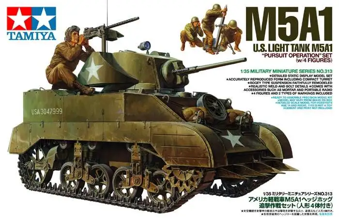 Tamiya USA Military Miniature US Light Tank M5A1 Model Kit [Pursuit Operation W/4 Figures] (Pre-Order ships September)