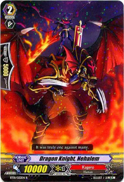 Cardfight Vanguard Descent of the King of Knights Rare Dragon Knight, Nehalem BT01-022