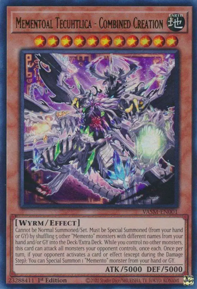 YuGiOh Trading Card Game Valiant Smashers Ultra Rare Mementoal Tecuhtlica - Combined Creation VASM-EN001