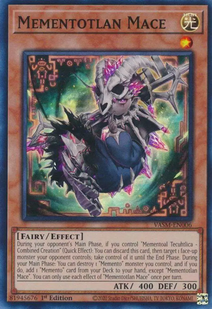 YuGiOh Trading Card Game Valiant Smashers Super Rare Mementotlan Mace VASM-EN006