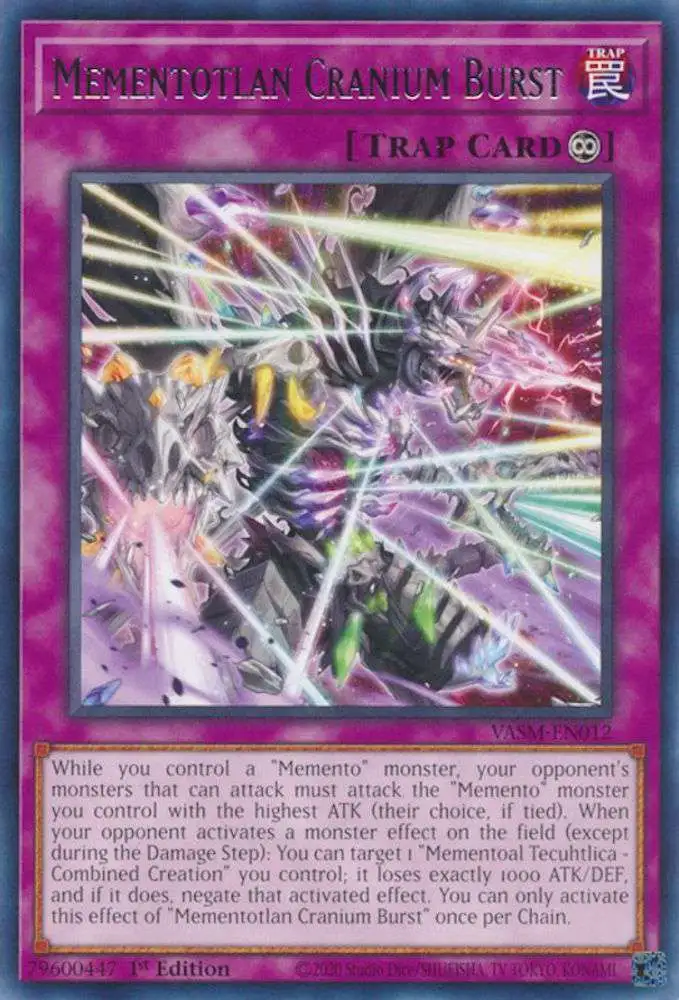 YuGiOh Trading Card Game Valiant Smashers Rare Mementotlan Cranium Burst VASM-EN012