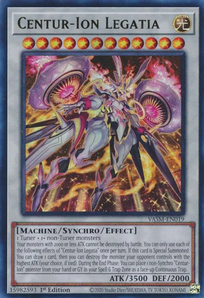 YuGiOh Trading Card Game Valiant Smashers Quarter Century Secret Rare Centur-Ion Legatia VASM-EN019