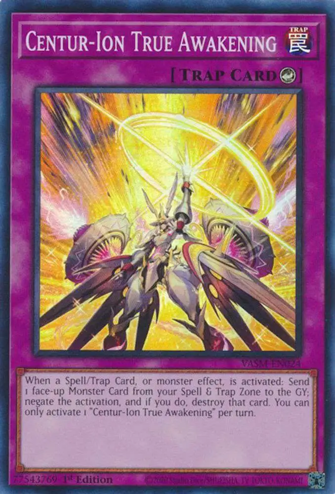 YuGiOh Trading Card Game Valiant Smashers Super Rare Centur-Ion True Awakening VASM-EN024