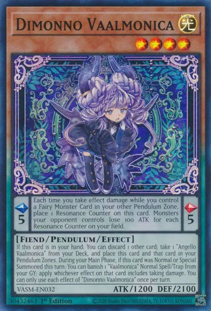 YuGiOh Trading Card Game Valiant Smashers Super Rare Dimonno Vaalmonica VASM-EN032