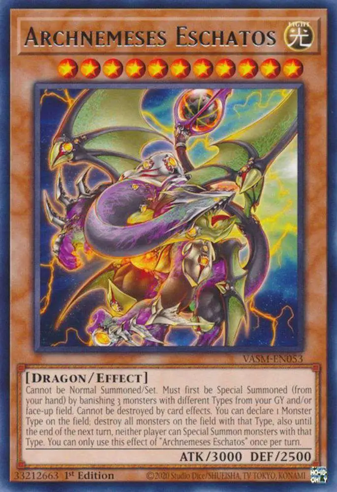 YuGiOh Trading Card Game Valiant Smashers Rare Archnemeses Eschatos VASM-EN053