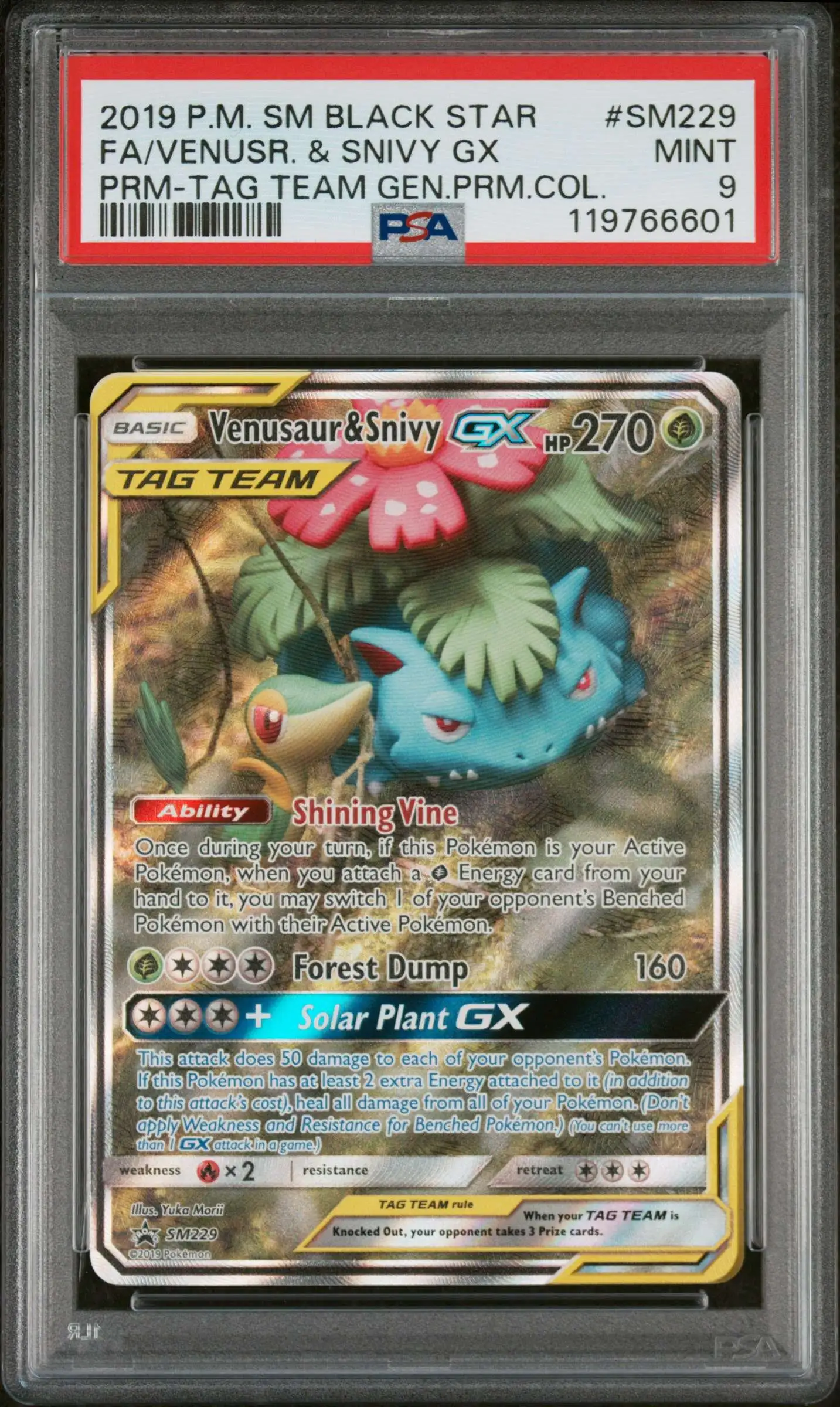 Pokemon Sun & Moon Promo Venusaur & Snivy GX SM229 [PSA 9]