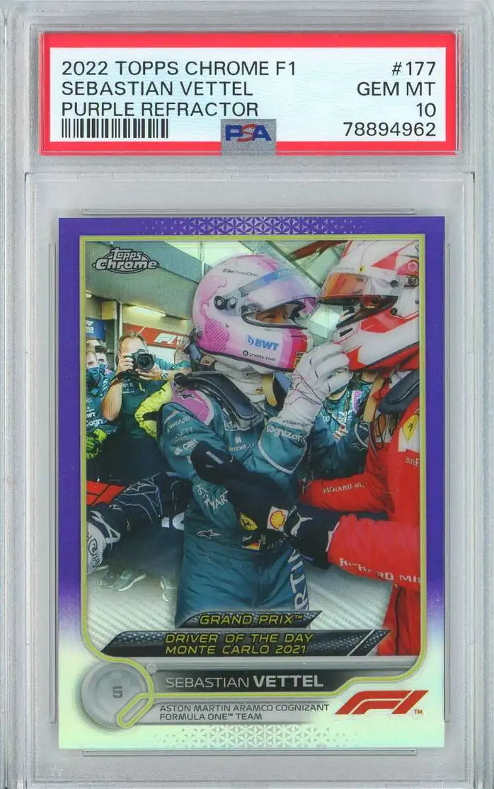 2022 Topps Chrome F1 118/399 Sebastian Vettel #177 [Purple Refractor PSA 10] [PSA 10]