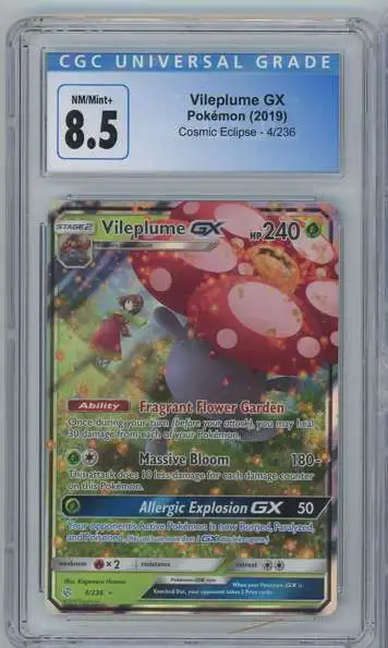 Pokemon Cosmic Eclipse Vileplume GX Alternate Art Graded Card #4 [CGC 8.5]