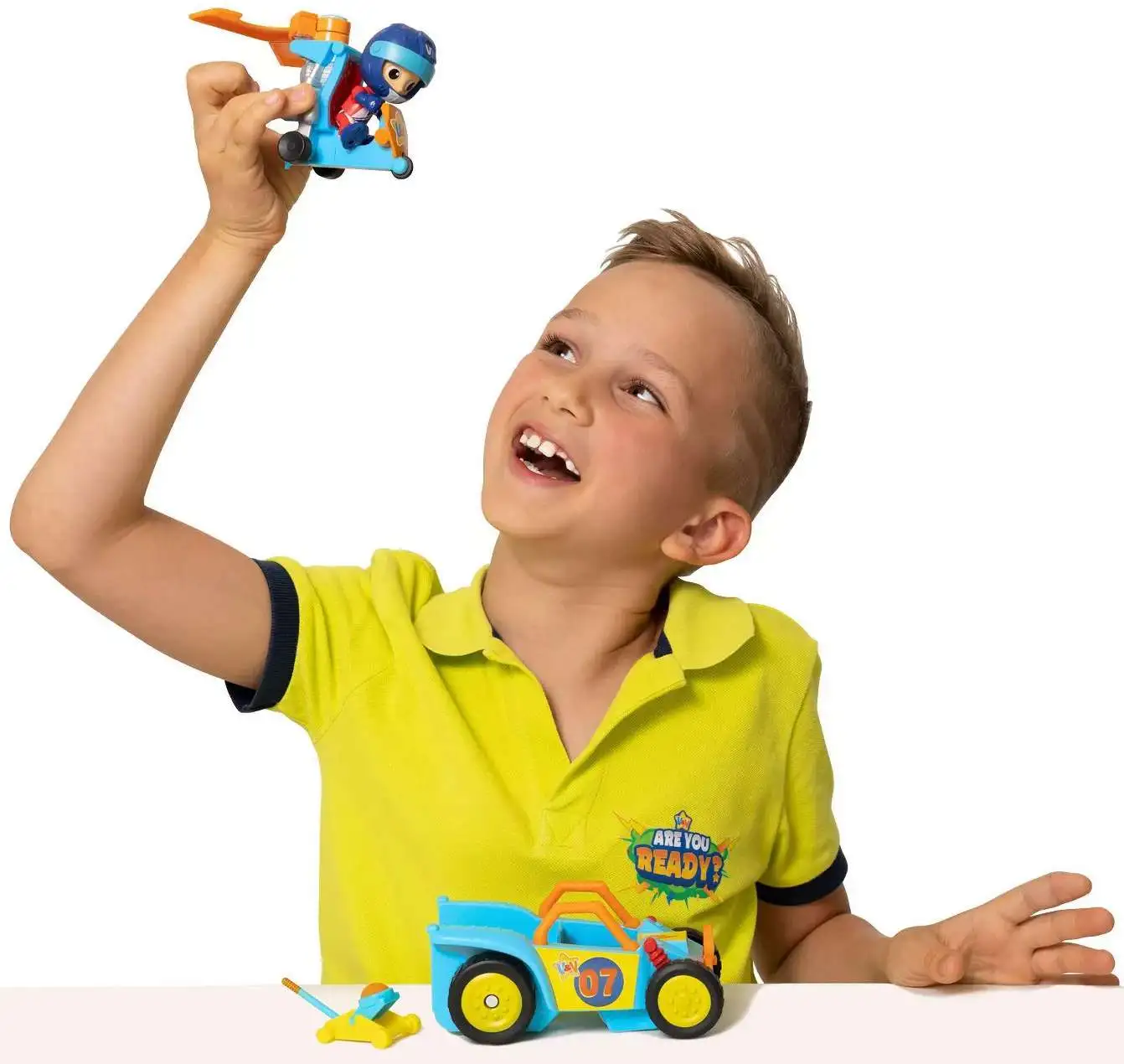 BANDAI Vlad & Niki Crazy Fun Vehicle - Dunebuggy Con Elicottero E Figura Racer Vlad, Giocattolo 2-in-1