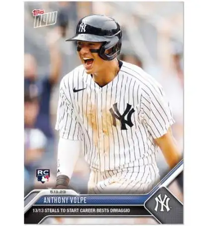 MLB New York Yankees 2023 NOW Baseball Anthony Volpe Exclusive #283 [Rookie, 13/13 Steals to Start Career Bests DiMaggio]