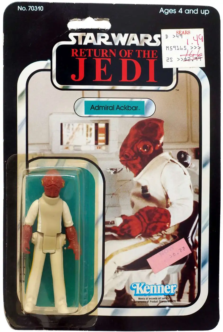 Vintage Star Wars Admiral Ackbar Figure Complete Damaged Backing Card ROTJ 1983 