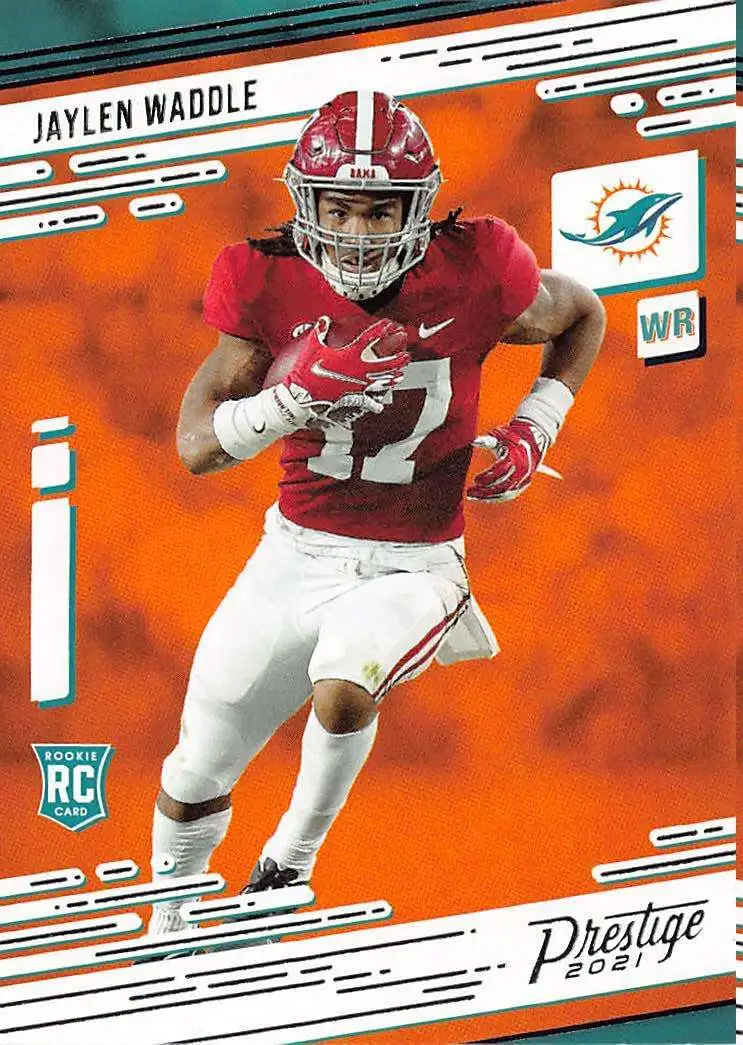 Jaylen Waddle 2021 Panini Prizm Orange Disco Prizm Rookie RC #338 Dolphins