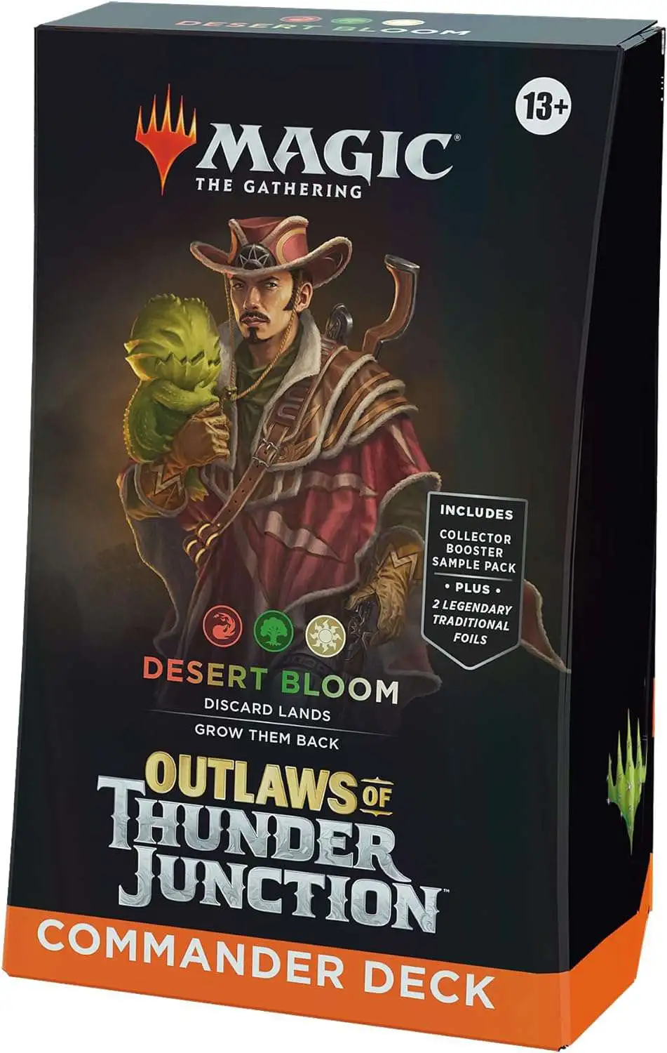 Magic The Gathering Outlaws of Thunder Junction Desert Bloom Commander Deck  100-Card Deck, 2-Card Collector Booster Sample Pack Accessories Wizards of  the Coast - ToyWiz
