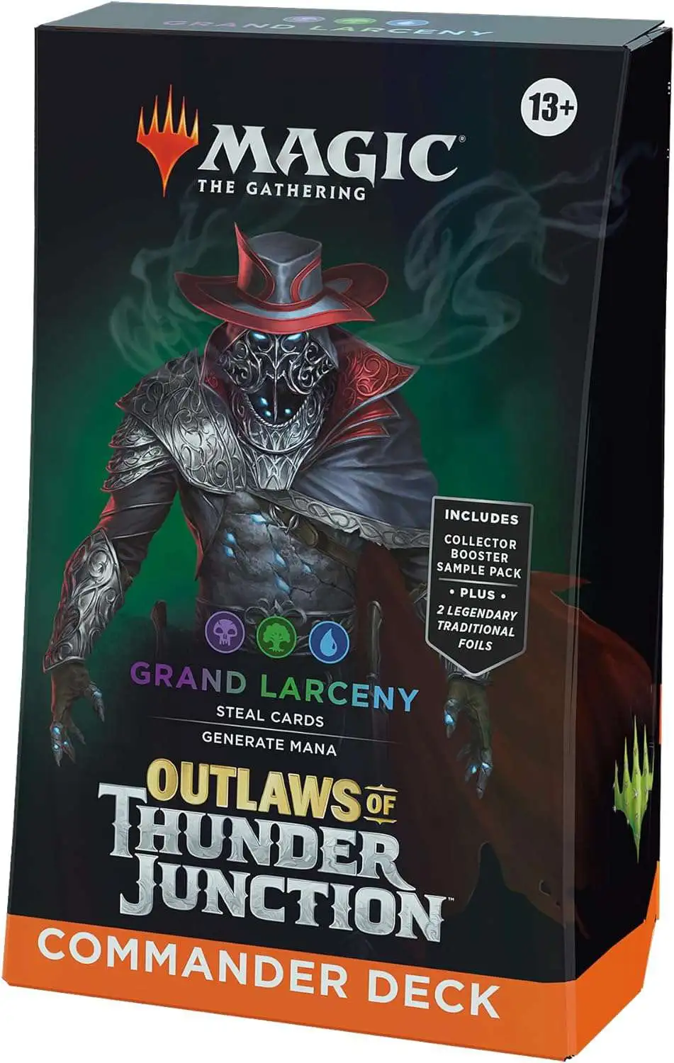 Magic The Gathering Outlaws of Thunder Junction Grand Larceny Commander Deck  100-Card Deck, 2-Card Collector Booster Sample Pack Accessories Wizards of  the Coast - ToyWiz