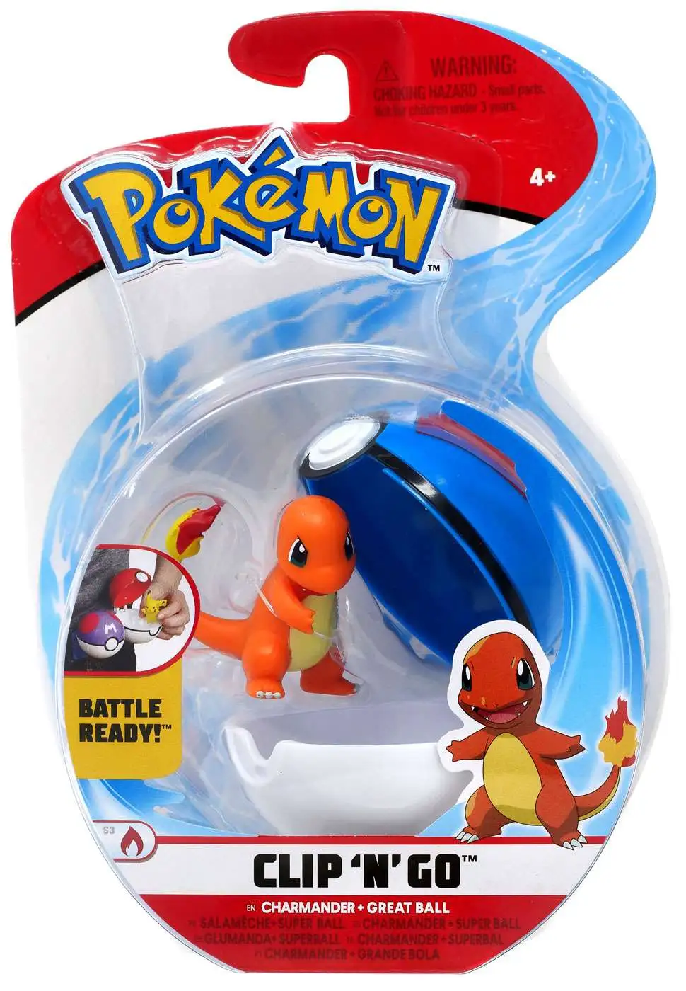 Nouveau Pokemon Battle Ready Clip N Go Charmander Poke Ball 