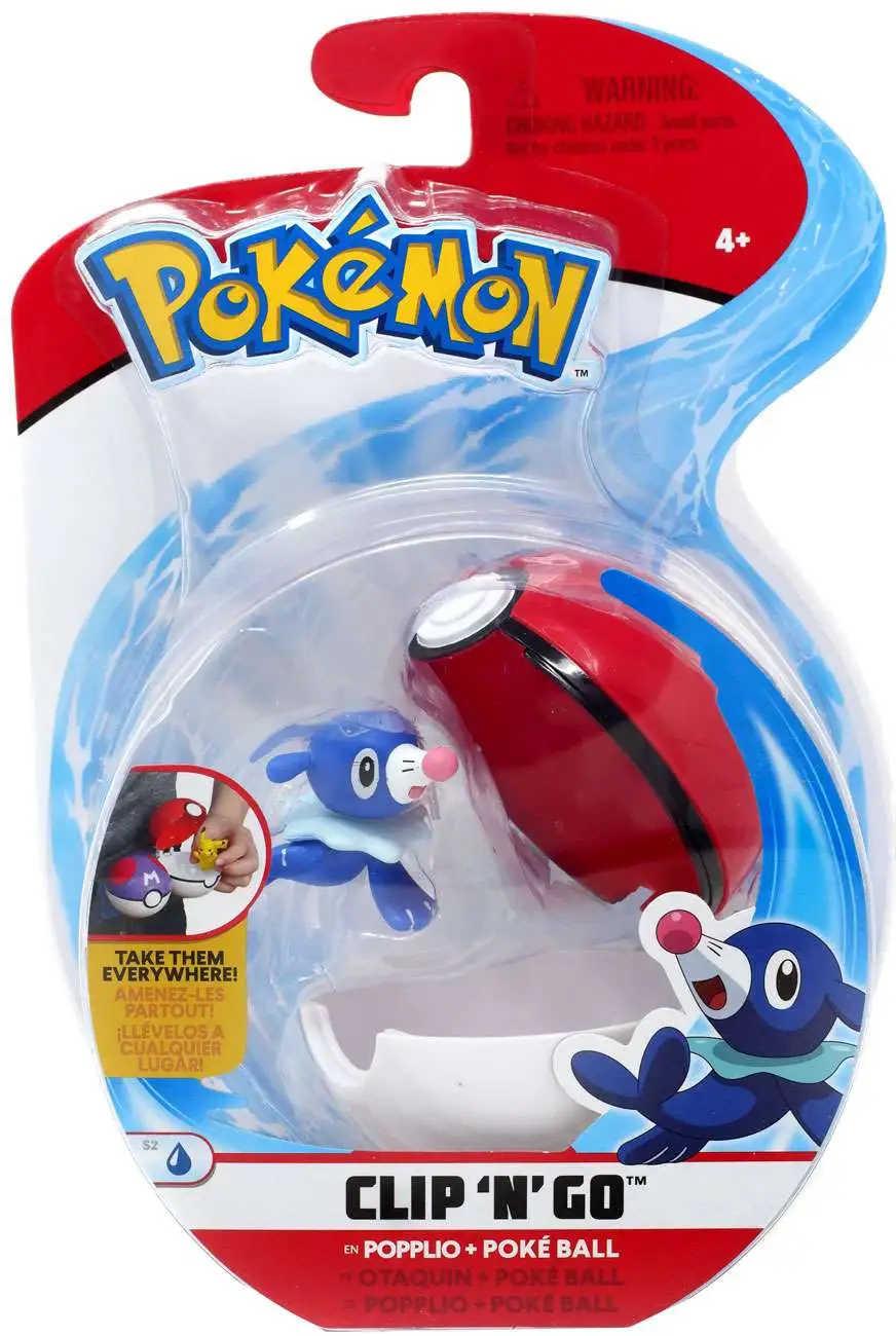 Pokémon Clip 'n Carry robball & Pokéball popplio & Poké Ball figurines 