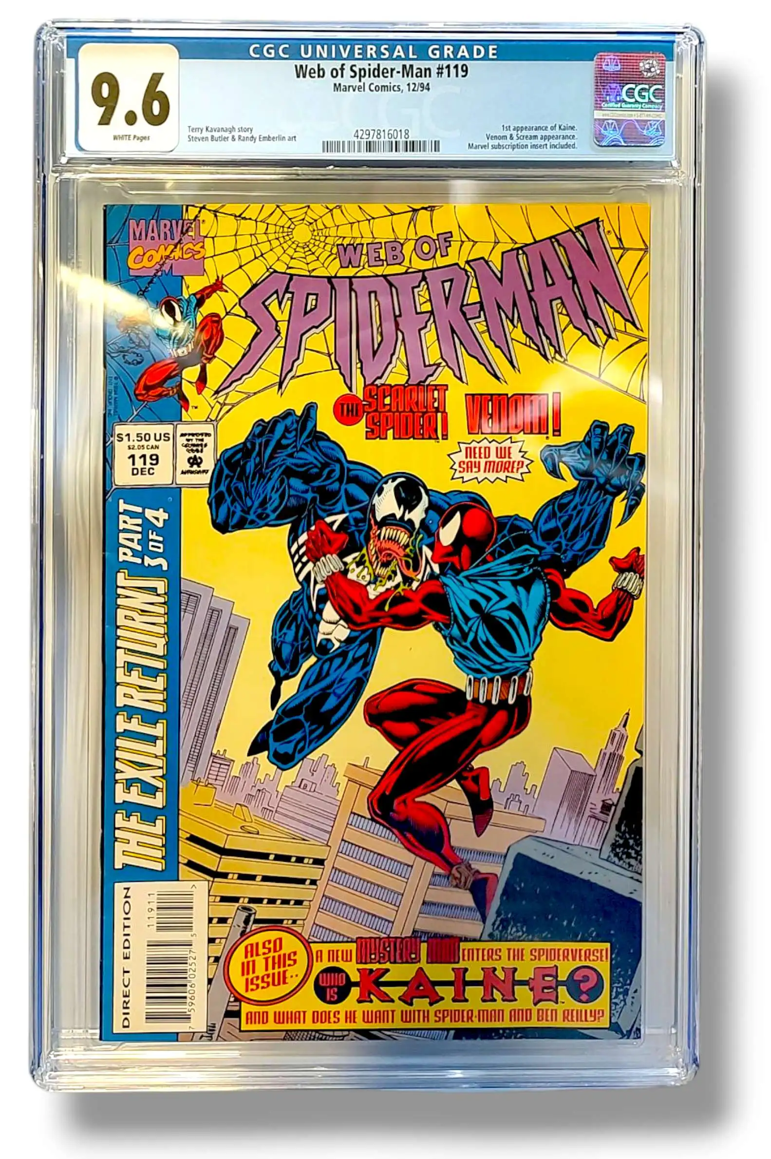 Marvel Comics Web of Spider-Man #119 1994, 1st Appearance of Kaine Comic Book [CGC 9.6]