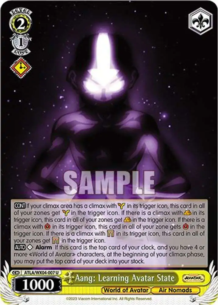 Weiss Schwarz Trading Card Game Avatar: The Last Airbender Uncommon Aang: Learning Avatar State ATLA/WX04-007