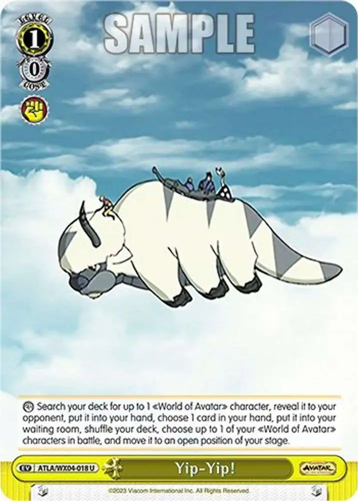 Weiss Schwarz Trading Card Game Avatar: The Last Airbender Uncommon Yip-Yip! ATLA/WX04-018