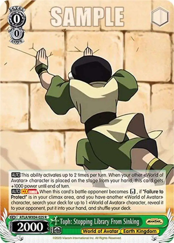 Weiss Schwarz Trading Card Game Avatar: The Last Airbender Rare Toph: Stopping Library From Sinking ATLA/WX04-025