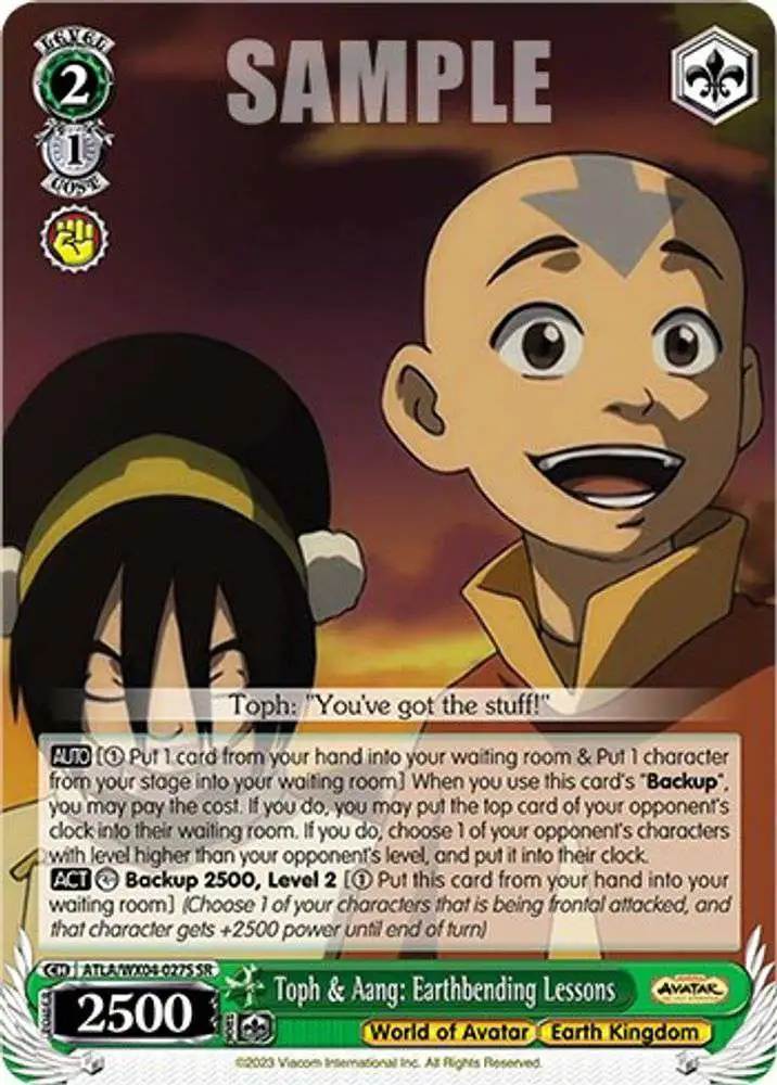 Weiss Schwarz Trading Card Game Avatar: The Last Airbender Super Rare Toph & Aang: Earthbending Lessons ATLA/WX04-027S