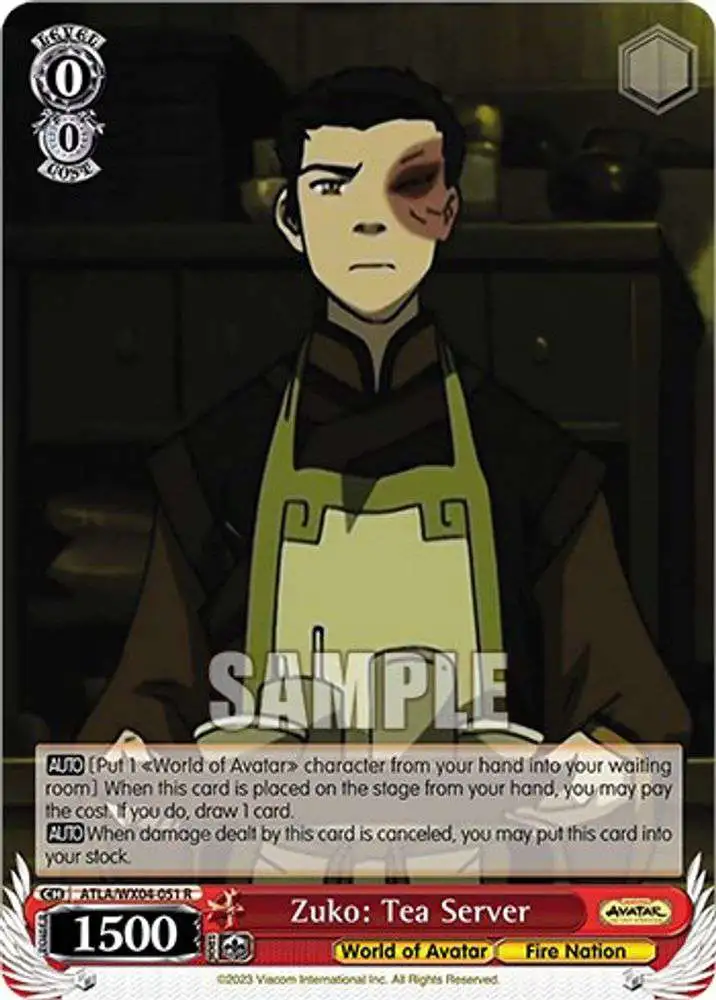 Weiss Schwarz Trading Card Game Avatar: The Last Airbender Rare Zuko: Tea Server ATLA/WX04-051